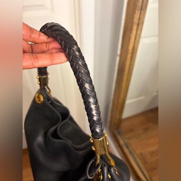 Michael Kors Black Braided Leather Shoulder Bag - Picture 7 of 9